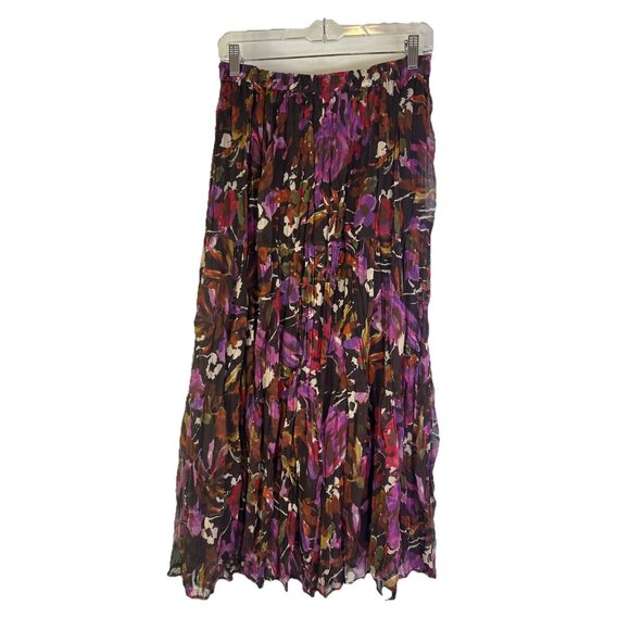 Vintage 90s Floral Tiered Flowy Pull On Broomstick Skirt - Picture 1 of 7